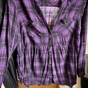 Torrid plus size plaid baby doll long sleeve tee